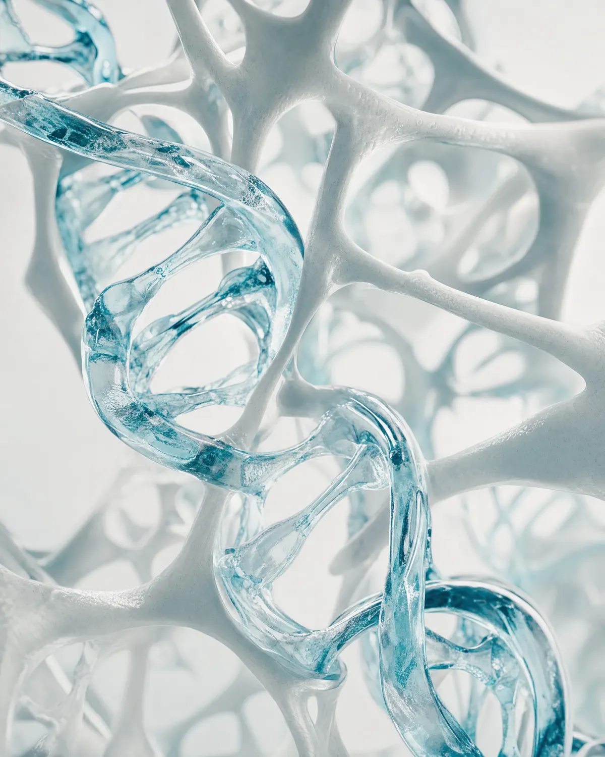 DNA-Doppelhelix, verwoben mit einer Knochenstruktur